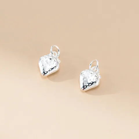 S925 Sterling Silver Strawberry Pendant DIY Jewelry Making High Polish Double Sided Fruit Charms For Bracelet Necklace Craft Supplies