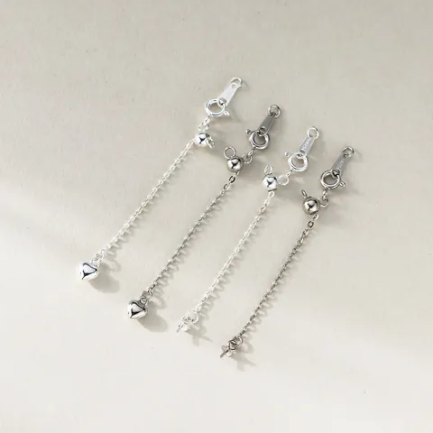925 Argento Sterling Fai Da Te Gioielli Catena Di Estensione Con Chiusura A Molla Regolabile Per Collana Bracciale Ciondolo A Cuore Accessorio