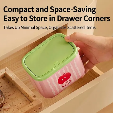 Wall Mounted Lift Cotton Swab Storage Box Desktop Small Jewelry Floss Organizer Bathroom Dustproof Plastic Box With Lid