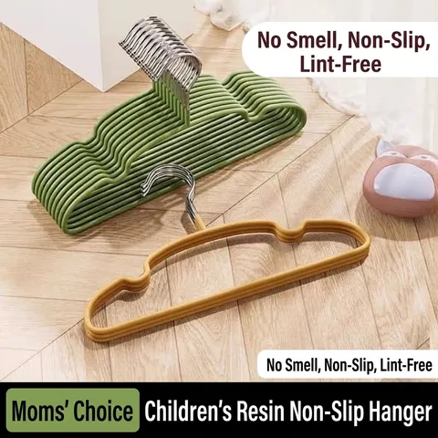 Kids Non Slip Resin Iron Hangers Frosted Baby Clothes Hangers With Metal Hook For Nursery Closet Space Saving Storage