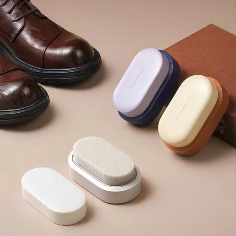Portable Double-Sided Shoe Sponge Brush With Built-In Shoe Wax For Leather Shoes Cleaning Polishing Care Professional Shoe Shine Tool