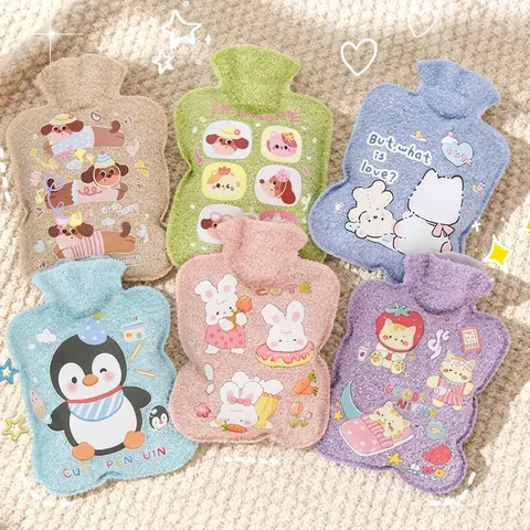 Cute Cartoon Animal Plush Hot Water Bag Thickened Soft Hand Warmer Portable Water Filling Thermal Bag For Belly Warming Students