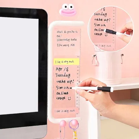 Acryl Monitor Nachrichtenboard Transparentes Memo-Board Mit Lineal Handyständer Dopamin-Farben Schreibtisch Organizer