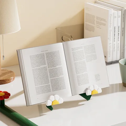 Foldable Reading Rack Tablet Stand Portable ABS Daisy Flower Design Book Holder For Students Kids Home Office Desk Support