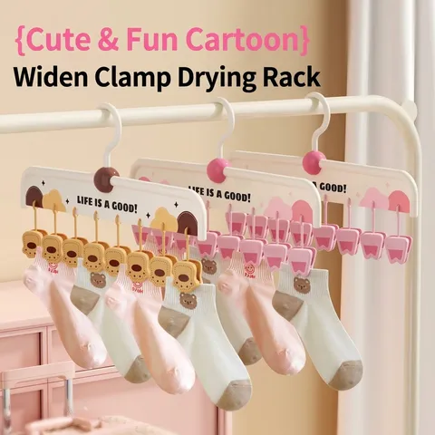 Cartoon Animal Paw Multi-clip Sock Drying Rack Stainless Steel Windproof Clothes Hanger For Socks Underwear Home Dormitory Organization