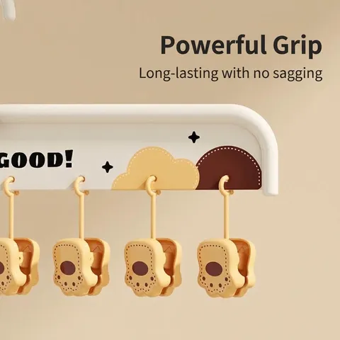 Cartoon Animal Paw Multi-clip Sock Drying Rack Stainless Steel Windproof Clothes Hanger For Socks Underwear Home Dormitory Organization