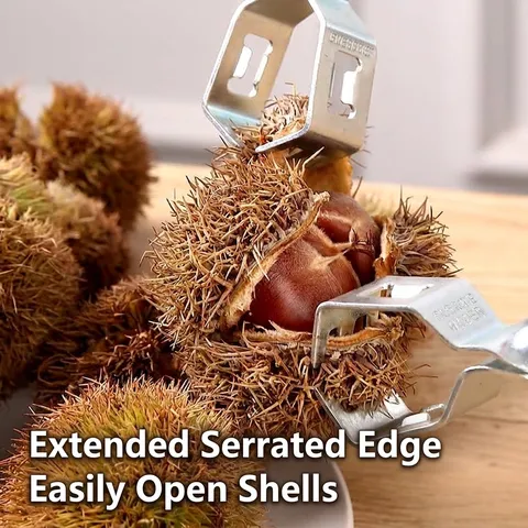 Manual Stainless Iron Chestnut Opener Nut Cracker Peeler Cross Opening Tool With Ergonomic Plastic Handle Brown Kitchen Gadget