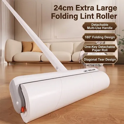 Rouleau Antipeluche de 24cm de Large pour Poils d'Animaux Nettoyage du Sol Maison Pliable à 180 Degrés Manche Long
