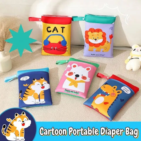 Bolsa de Pañales para Bebé Impermeable Organizador de Cochecito de Viaje Portátil Bolsa de Almacenamiento Animal Animado