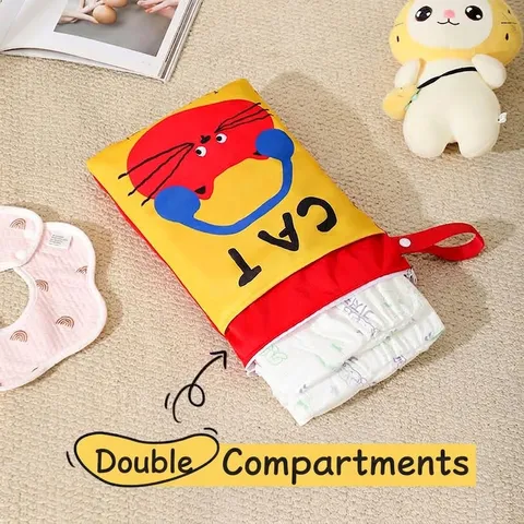 Bolsa de Pañales para Bebé Impermeable Organizador de Cochecito de Viaje Portátil Bolsa de Almacenamiento Animal Animado