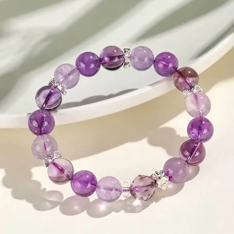 Lavendel Amethist Kralen Armband Braziliaanse Natuurlijke Paarse Kristallen Handketting Met Vlinderknoop Bedeltjes Voor Dames High-end Sieraden Cadeau