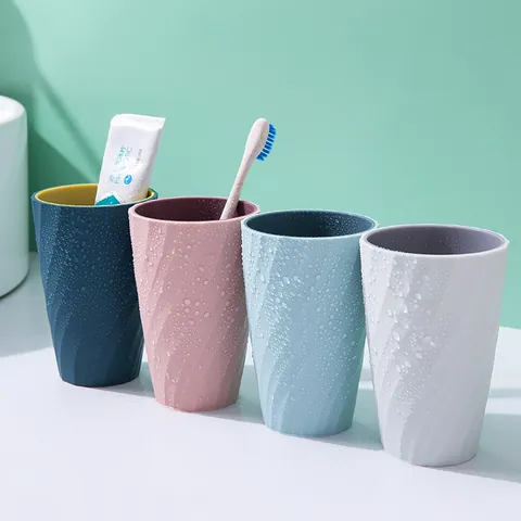 Modern Minimalist PP TPR Mouthwash Cup Large Capacity Spiral Texture Toothbrush Cup For Home Bathroom Dormitory Rinse Cup