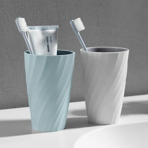 Modern Minimalist PP TPR Mouthwash Cup Large Capacity Spiral Texture Toothbrush Cup For Home Bathroom Dormitory Rinse Cup