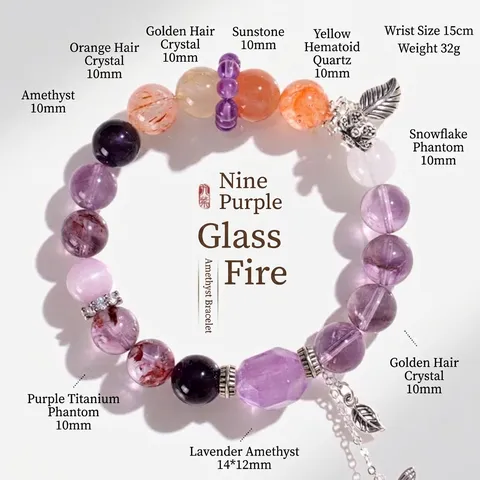 Pulsera de Cuentas Multigemas Amatista Hecha a Mano para Mujer Estilo Chino Vintage Cristal Joyería con Dije de Mariposa Borla