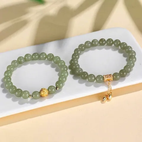 Ethnic Style Hetian Jade Beaded Bracelet For Women 925 Sterling Silver Six Character Mantra Copper Coin Bead Bracelet Handmade Jewelry