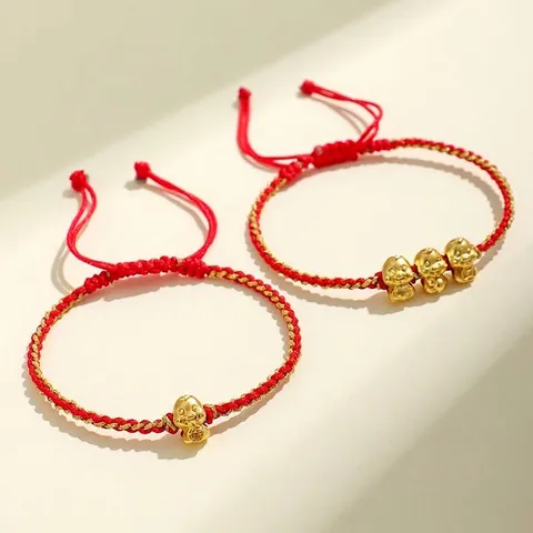 Bracelet en Corde Rouge Tissé à la Main Pendentif Serpent Argent Fin 999 Année du Serpent Zodiaque Bijoux Cadeau Femmes Hommes