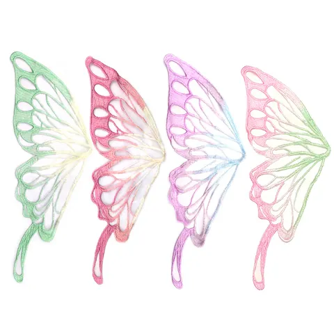 Butterfly Pattern Lace Mesh Embroidered Patch Applique For DIY Clothing Underwear Back Collar Decoration Gradient Color Moth Patch