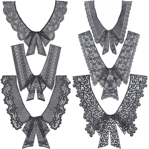 Elegant Milk Silk Embroidered Lace Fake Collar For Women Vintage Butterfly Floral Water Soluble Embroidery Neckline DIY Clothing Accessory