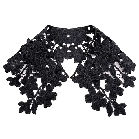 Water Soluble Lace Hollow Out Embroidery Fake Collar Leaf Floral 3D Applique For Women Dress Decoration Retro Doll Collar Accessories