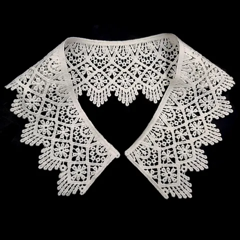 Embroidered Milk Silk Hollow Out Detachable Fake Collar For Women Vintage Floral Lace Trim Apparel Decor DIY Sewing Supplies