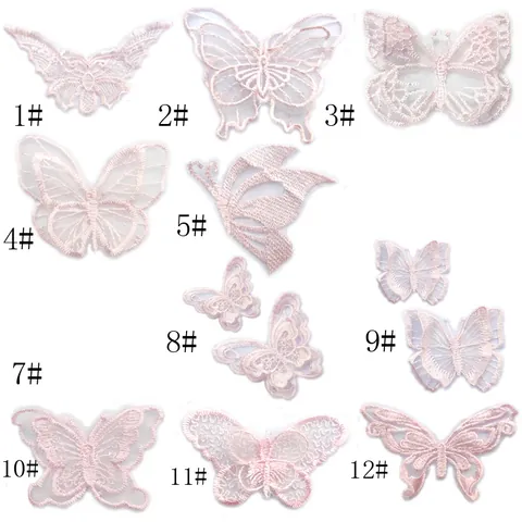 3D Organza Schmetterling Spitze Applikationen Bestickt Schmetterling Patches Für DIY Kleidung Haar Dekor Handgemachte Stickerei Schmetterling Aufkleber