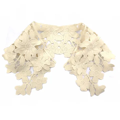 Water Soluble Lace Hollow Out Embroidery Fake Collar Leaf Floral 3D Applique For Women Dress Decoration Retro Doll Collar Accessories