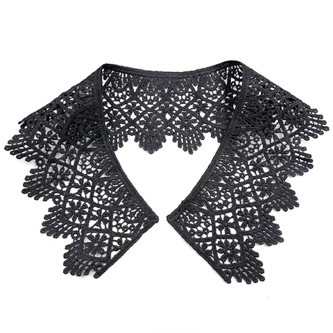 Embroidered Milk Silk Hollow Out Detachable Fake Collar For Women Vintage Floral Lace Trim Apparel Decor DIY Sewing Supplies