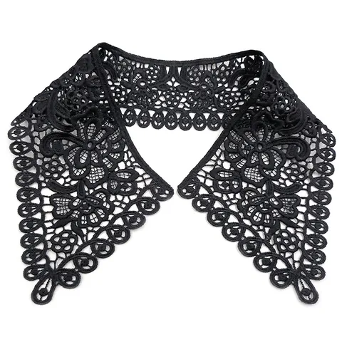Cuello Falso de Encaje Soluble Bordado Hueco para Mujer Seda de Leche Cuello de Muñeca Accesorios de Ropa para Decoración DIY
