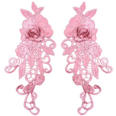 3D Floral Embroidery Patch Hollow Out Water Soluble Lace Applique For Wedding Dress DIY Clothing Accessories Polyester Flower Patch
