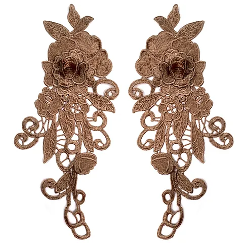 3D Floral Embroidery Patch Hollow Out Water Soluble Lace Applique For Wedding Dress DIY Clothing Accessories Polyester Flower Patch