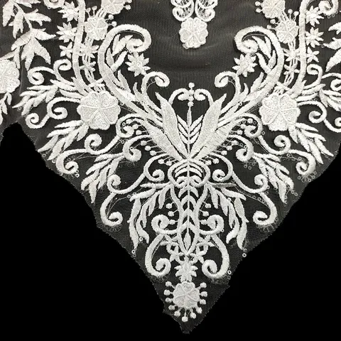Elegante Spitze Pailletten Bestickt Mieder Applikation Für Hochzeitskleid Ausschnitt Falscher Kragen Blumen Stickerei Patch