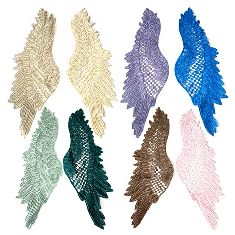Angel Wings Lace Patches Embroidery Applique Water Soluble Polyester Hollow Out DIY Clothing Accessories Wedding Dress Decor