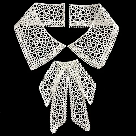 Elegant Milk Silk Embroidered Lace Fake Collar For Women Vintage Butterfly Floral Water Soluble Embroidery Neckline DIY Clothing Accessory