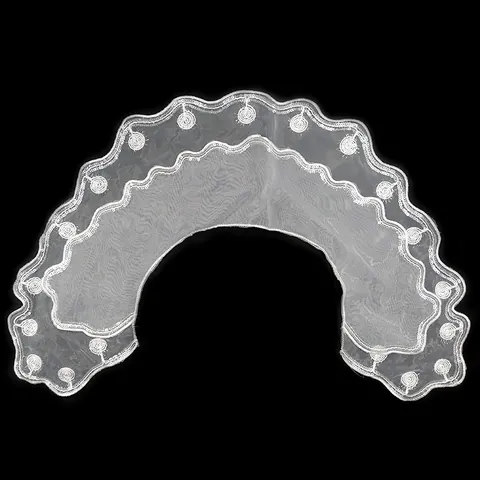 White Lace Doll Collar Embroidered Organza Sequin Double Layer Detachable Collar DIY Clothing Accessory For Women