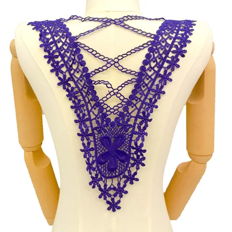 Milchseide Bestickte Spitze Applikation Hohl Falscher Kragen Für Damen DIY Nähen Besätze Floral Muster Ausschnitt Rücken Dekoration Bekleidungszubehör
