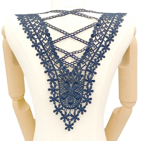 Milchseide Bestickte Spitze Applikation Hohl Falscher Kragen Für Damen DIY Nähen Besätze Floral Muster Ausschnitt Rücken Dekoration Bekleidungszubehör