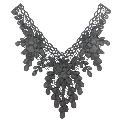 Applicazione Ricamata per Colletto in Pizzo Idrosolubile Modello Floreale Foglia Poliestere LG257 Cucito Fai da Te Decorazione Abbigliamento Donna