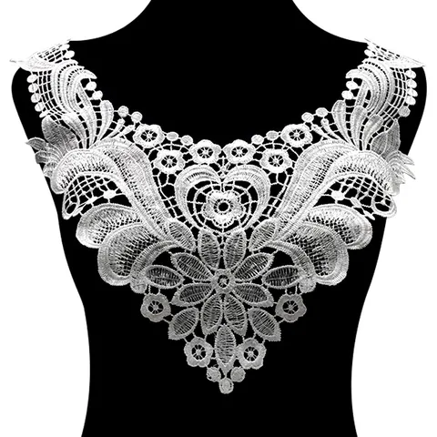 Col en Dentelle Hydrosoluble Polyester Floral Ajouré Faux Col DIY Accessoires de Décoration de Vêtements Dentelle
