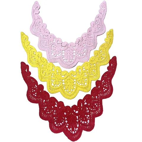 Milk Silk Water Soluble Embroidered Lace Fake Collar Hollow Out Floral DIY Garment Sewing Accessory For Kids Women Clothes