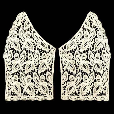 Milk Silk Embroidered Lace Patch Symmetrical Butterfly Hollow Out Lace Applique For Women Clothing Decoration DIY Accessories