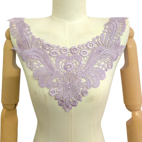 Col en Dentelle Hydrosoluble Polyester Floral Ajouré Faux Col DIY Accessoires de Décoration de Vêtements Dentelle