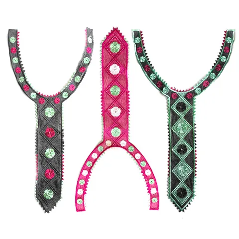 Vintage Embroidered Lace False Collar Geometric Floral Heavy Craft Detachable Collar Necktie Shaped Garment Accessories For Women