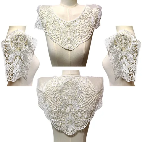 White Water Soluble Polyester Lace Embroidery Fake Collar Butterfly Floral Hollow Out Apparel Decoration Accessory Elegant Neckline Patches