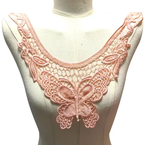 Butterfly Lace Embroidered Fake Collar Hollow Floral Embroidery Neckline Applique For Women DIY Retro Dress Decor Accessory