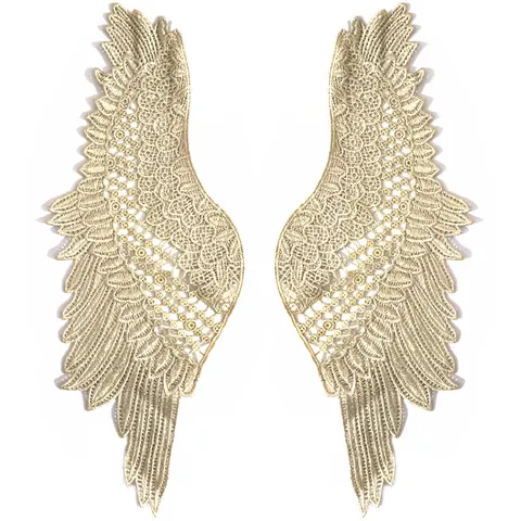 Angel Wings Lace Patches Embroidery Applique Water Soluble Polyester Hollow Out DIY Clothing Accessories Wedding Dress Decor