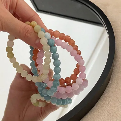 Handmade Natural Stone Aventurine Beaded Bracelet For Women New Chinese Retro National Style Colorful Candy Color Stackable Bracelet Jewelry