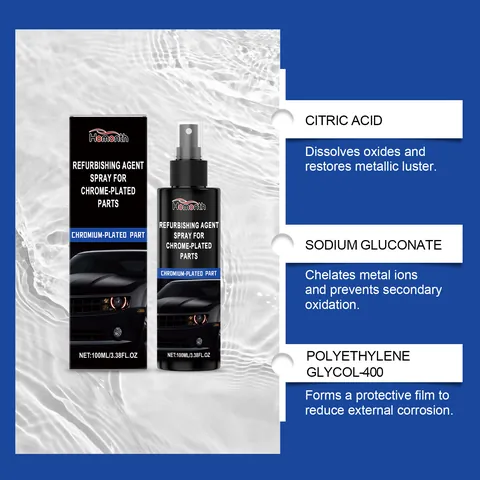 Homonth Spray per il Restauro di Parti Cromate Pulizia Metalli Auto Lucidatura Agente Antiruggine Manutenzione Automobilistica Protegge