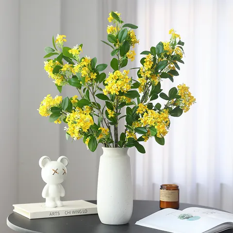 Ramo di Fiori di Osmanthus Artificiale Stelo di Fiore di Seta Composizione Floreale Simulata Per Decorazioni Casa Soggiorno Festa di Matrimonio