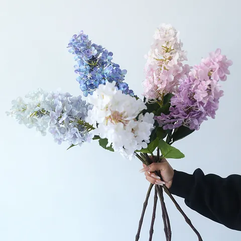 Ortensia Artificiale Fiore di Seta Singolo Rametto Gambo Lungo Finto Fiore per Casa Hotel Matrimonio Decorazione Composizione Floreale