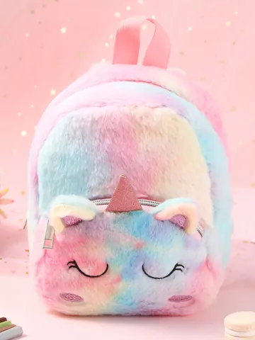 Cute Plush Unicorn Kids Backpack For Girls Rainbow Star Moon Pattern Cartoon Mini Toddler Schoolbag Light Travel Bag